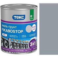 Грунт-Эмаль Текс «РжавоStop Серая» глянцевая по ржавчине для металла (0,9 кг — уп. 14 шт) «Teks»