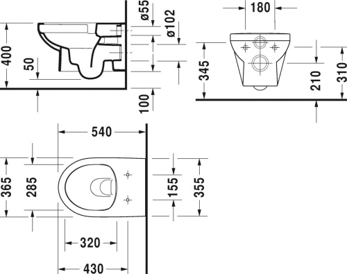 Комплект Унитаз подвесной Duravit DuraStyle 45620900A1 безободковый + Система инсталляции для унитазов AlcaPlast Sadromodul AM101/1120-001 с белой кнопкой и шумоизоляцией фото 6